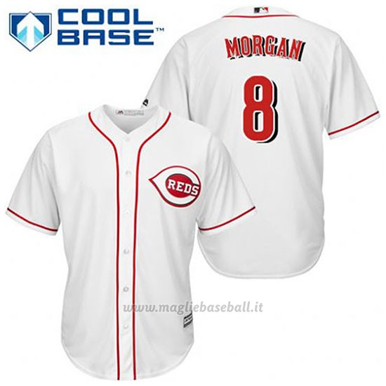 Maglia Baseball Uomo Cincinnati Reds Joe Morgan 8 Bianco 1ªCool Base